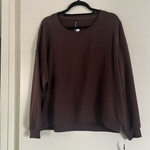 Brown Crew Neck Sweater with Relaxed Fit